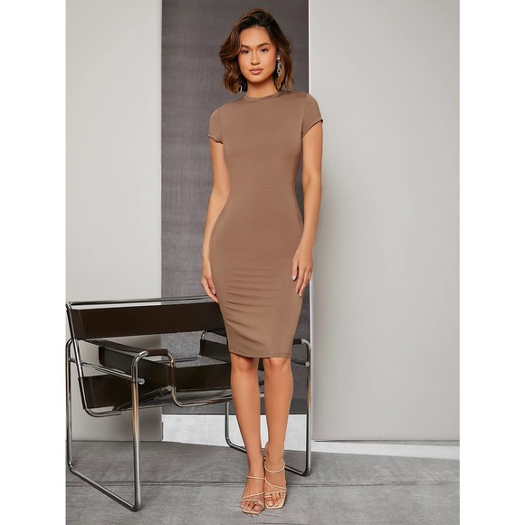 Short Sleeve Bodycon Midi Dress black - Picture 11 of 12